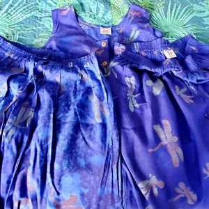 3 piece set Batik Dragonfly fabric, top, 2 pants